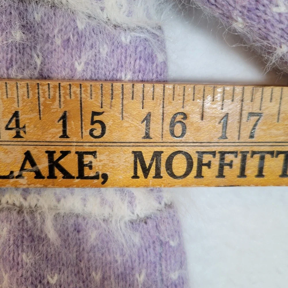 Sleeping on Snow Womens Fair Isle Knit Wool Eyelash Sweater Size Small Purple - Picture 9 of 11